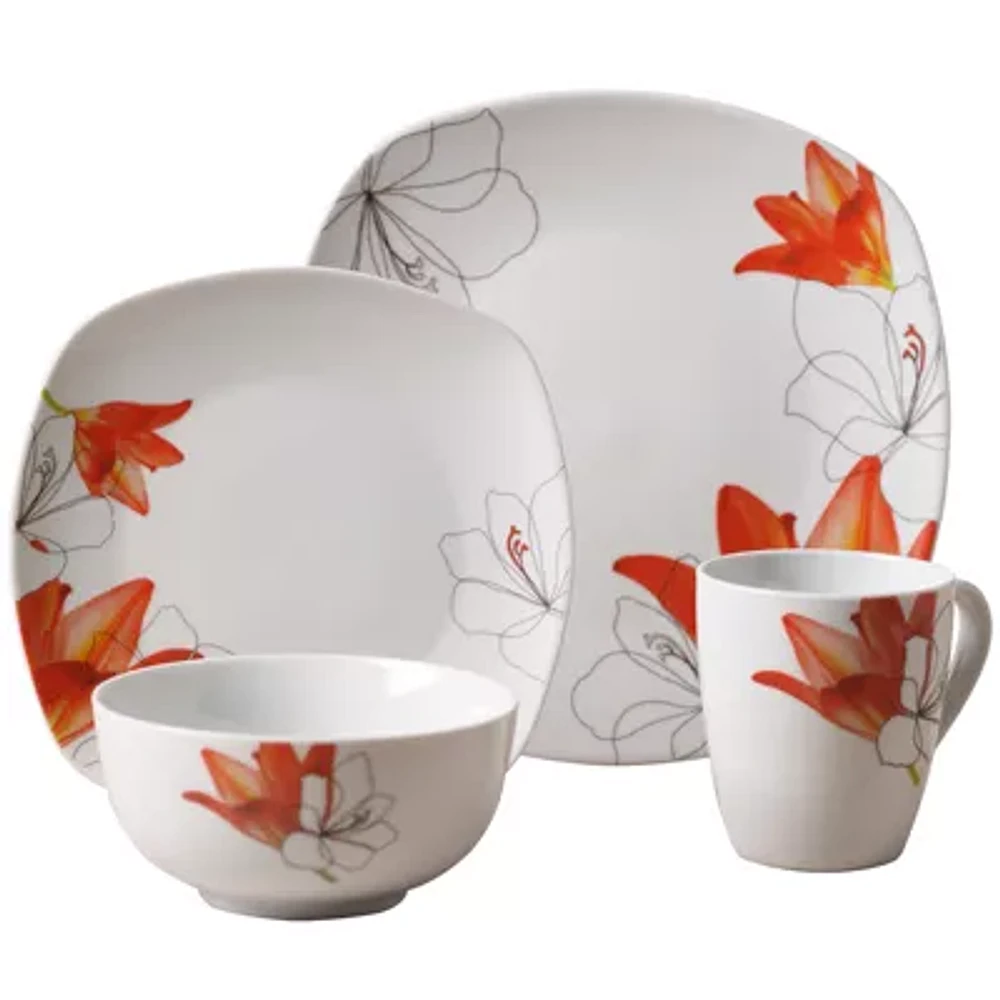 Tabletops Gallery® Lily 16-pc. Ceramic Dinnerware Set