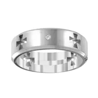 5MM Diamond Accent Natural White Diamond Titanium Cross Wedding Band