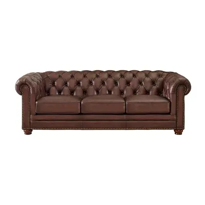 Aliso Leather Roll-Arm Sofa