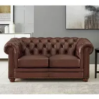 Aliso Leather Roll-Arm Loveseat