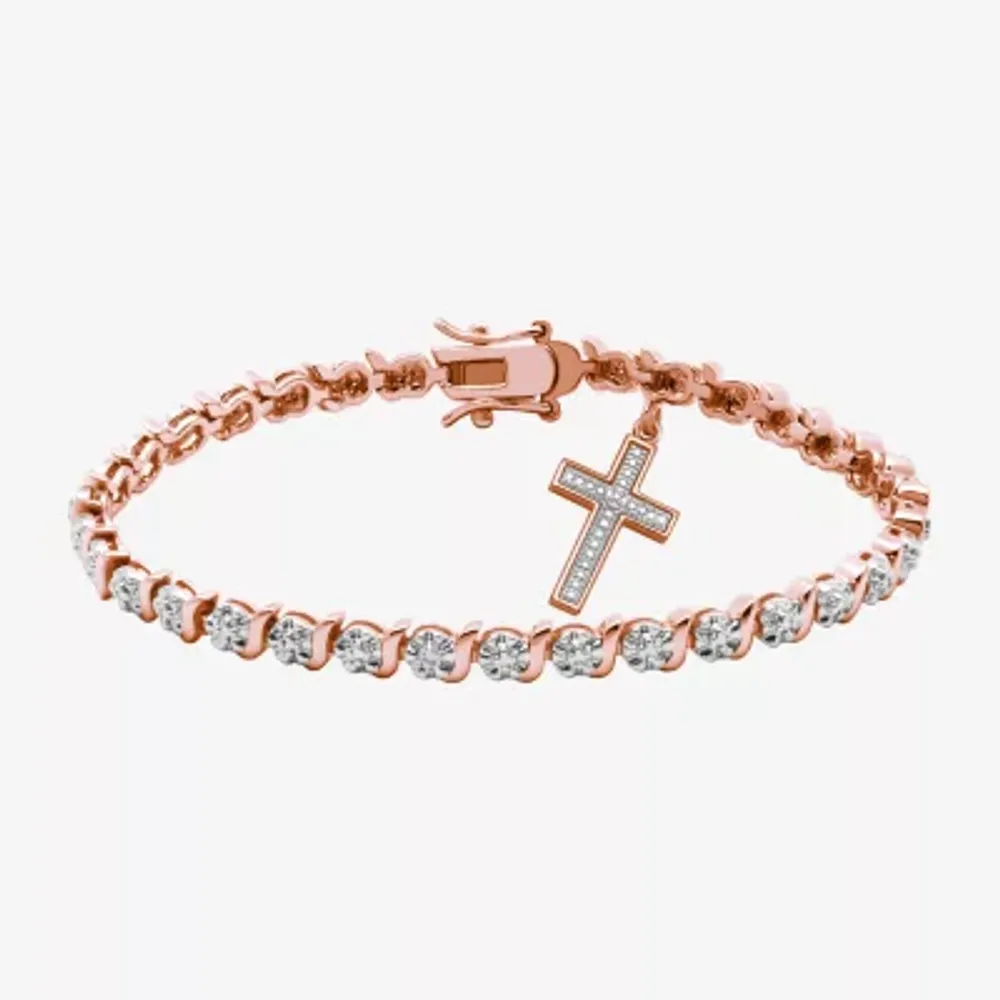 Sparkle Allure Diamond Accent Bronze 7.25 Inch Cross Tennis Bracelet