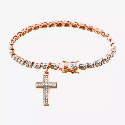 Sparkle Allure Diamond Accent Bronze 7.25 Inch Cross Tennis Bracelet