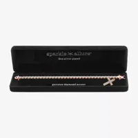 Sparkle Allure Diamond Accent Bronze 7.25 Inch Cross Tennis Bracelet