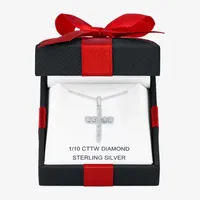 Yes, Please! Womens 1/10 CT. T.W. Natural White Diamond Sterling Silver Cross Pendant Necklace