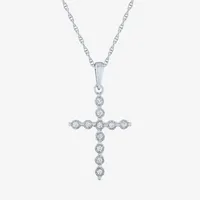 Yes, Please! Womens 1/10 CT. T.W. Natural White Diamond Sterling Silver Cross Pendant Necklace