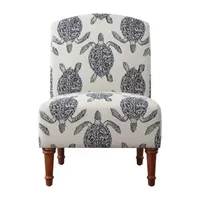 Roussell Slipper Chair in Sea Turtle Print