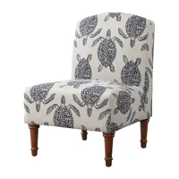 Roussell Slipper Chair in Sea Turtle Print