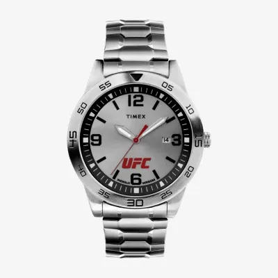 Timex UFC Mens Silver Tone Stainless Steel Strap Watch Tw2v56300jt
