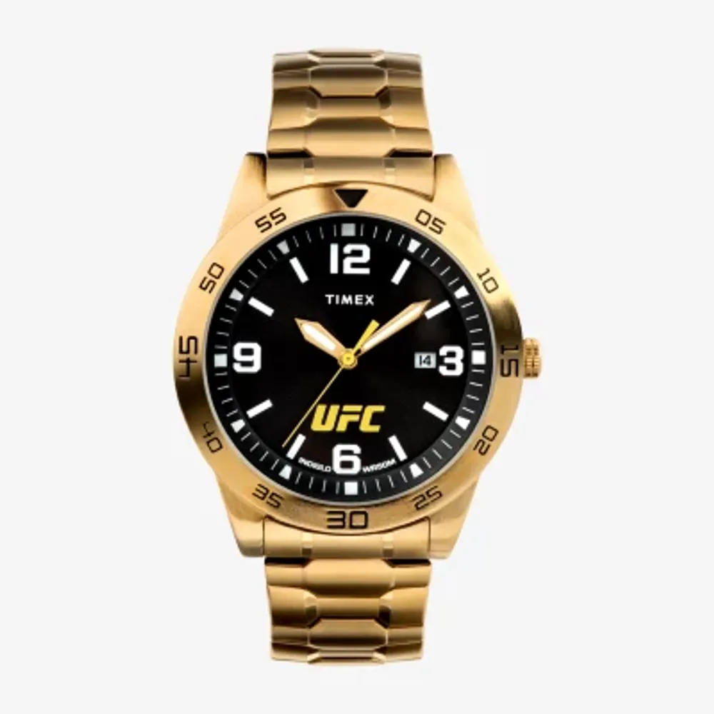 Timex UFC Mens Gold Tone Stainless Steel Strap Watch Tw2v56400jt
