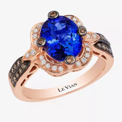 Le Vian® Grand Sample Sale™ Ring featuring 2 CT. Blueberry Tanzanite® 1/5 CT. Chocolate Diamonds® 1/8 CT. Vanilla Diamonds® set in 14K Strawberry Gold®