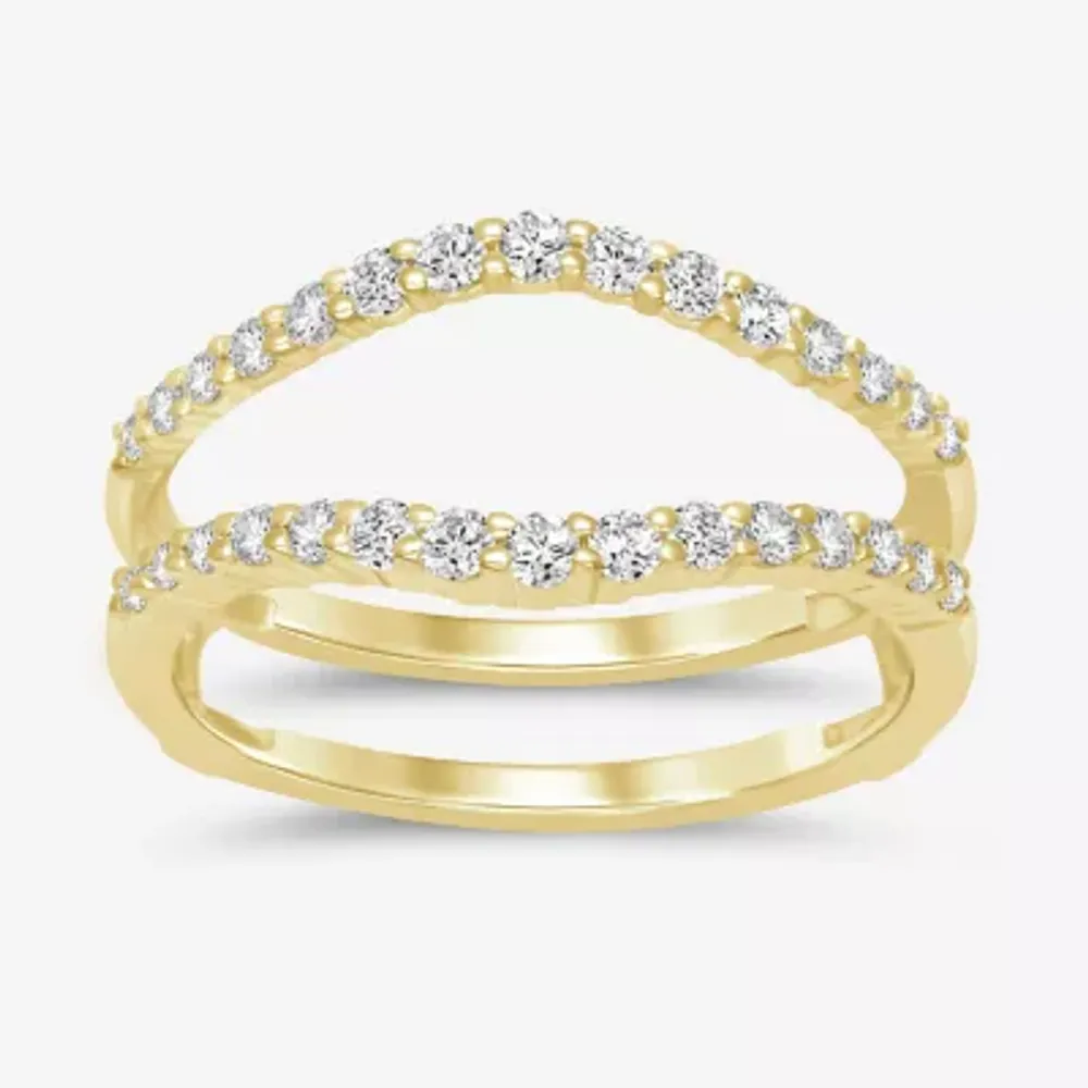 Womens 1/2 CT. T.W. Natural White Diamond 14K Gold Wedding Ring Guard