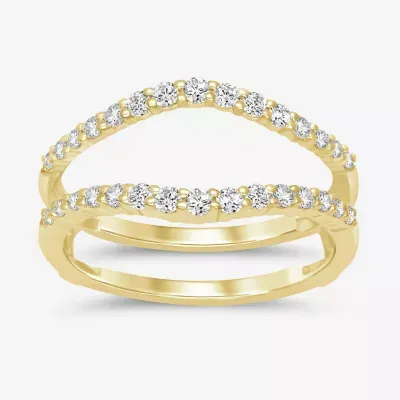 Womens 1/2 CT. T.W. Natural White Diamond 14K Gold Wedding Ring Guard