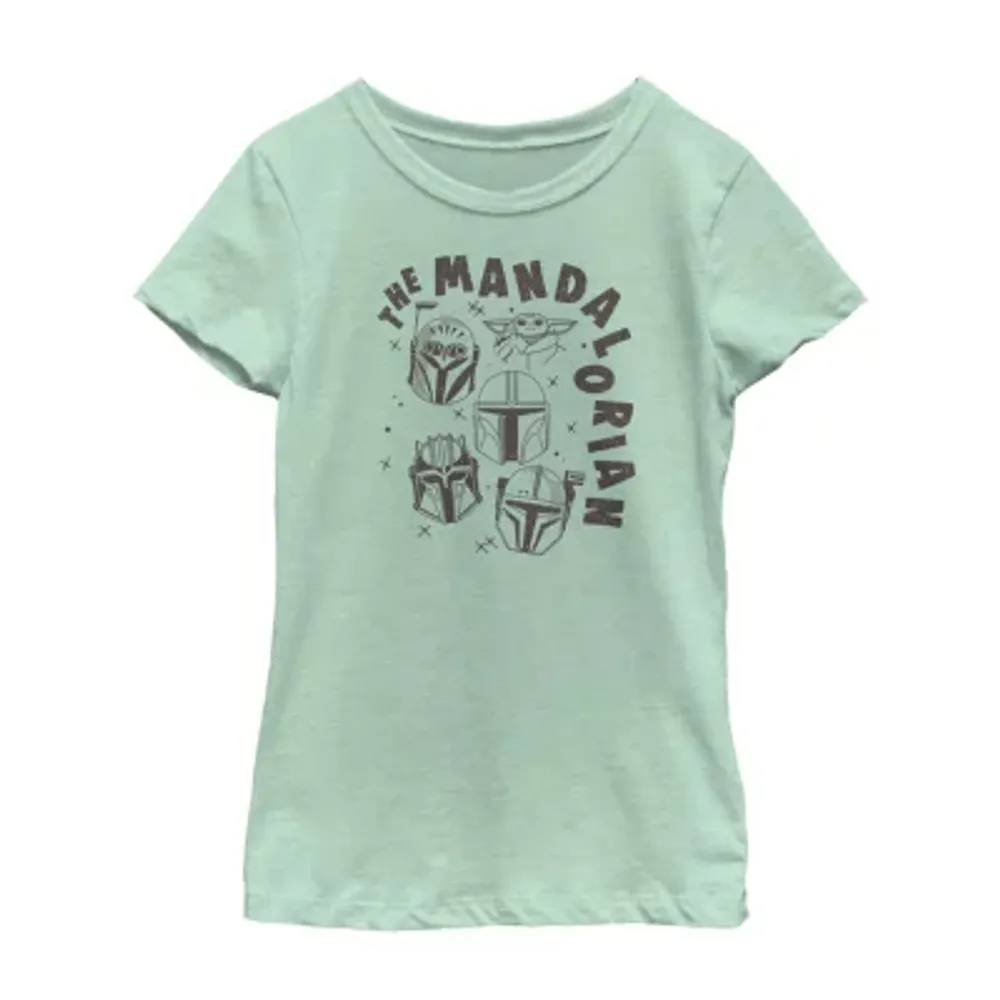 Little & Big Girls The Mandalorian Crew Neck Short Sleeve Star Wars Graphic T-Shirt