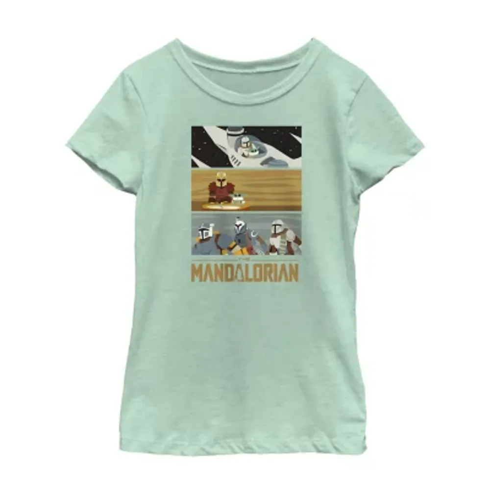 Little & Big Girls The Mandalorian Crew Neck Short Sleeve Star Wars Graphic T-Shirt