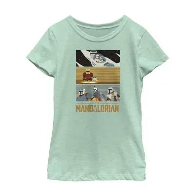 Little & Big Girls The Mandalorian Crew Neck Short Sleeve Star Wars Graphic T-Shirt