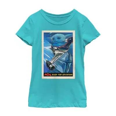 Little & Big Girls The Mandalorian Crew Neck Short Sleeve Star Wars Graphic T-Shirt