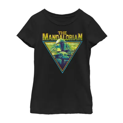 Little & Big Girls The Mandalorian Crew Neck Short Sleeve Star Wars Graphic T-Shirt