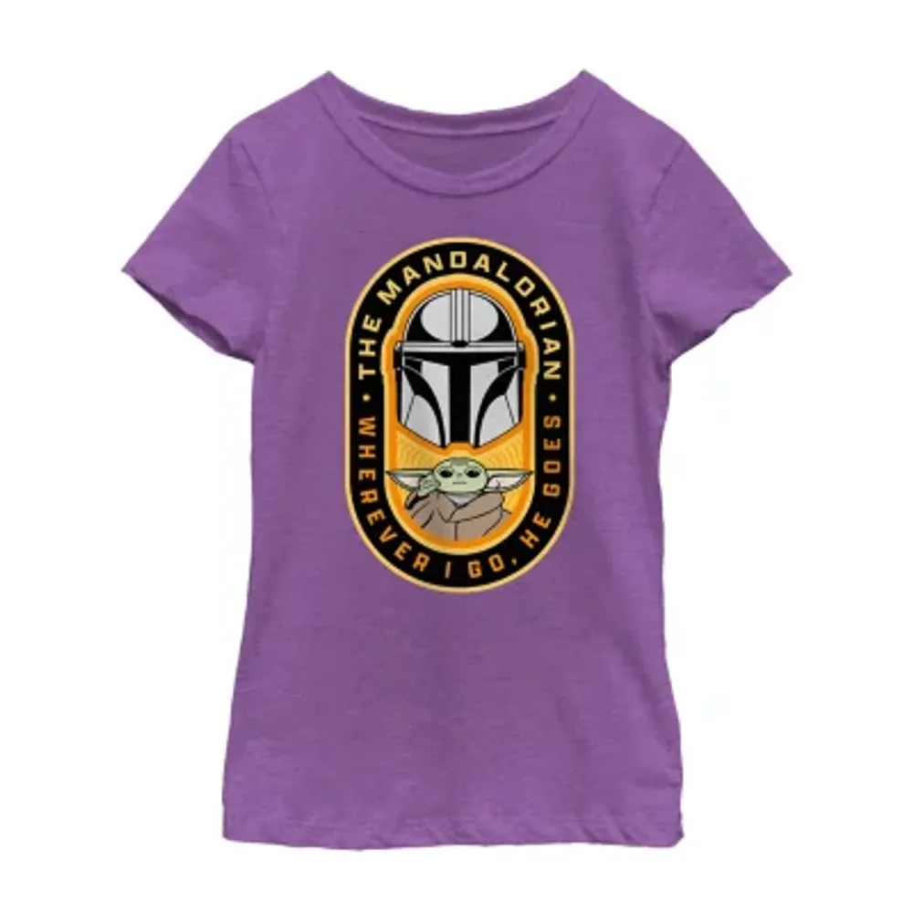 Little & Big Girls The Mandalorian Crew Neck Short Sleeve Star Wars Graphic T-Shirt