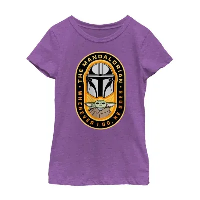 Little & Big Girls The Mandalorian Crew Neck Short Sleeve Star Wars Graphic T-Shirt