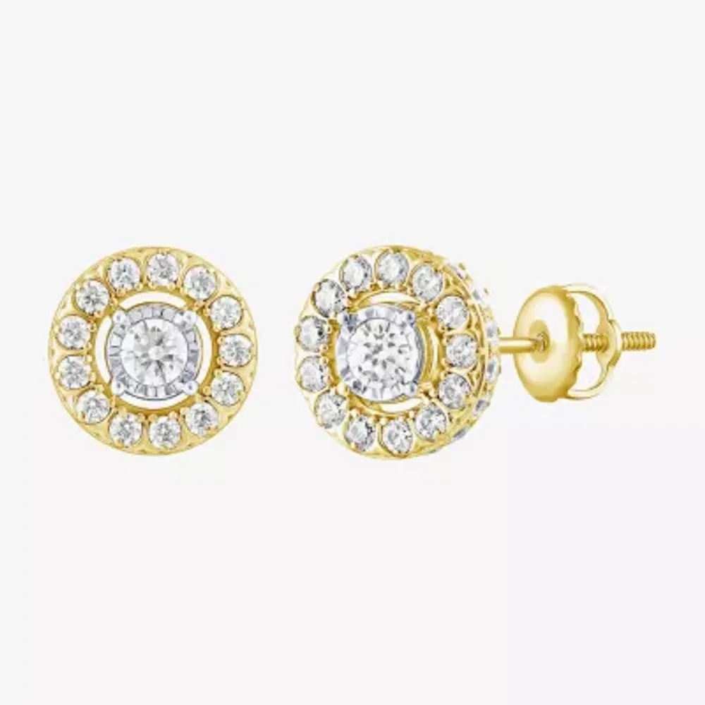 (H-I / Si2) 2 CT. T.W. Lab Grown White Diamond 10K Gold 12.3mm Round Stud Earrings