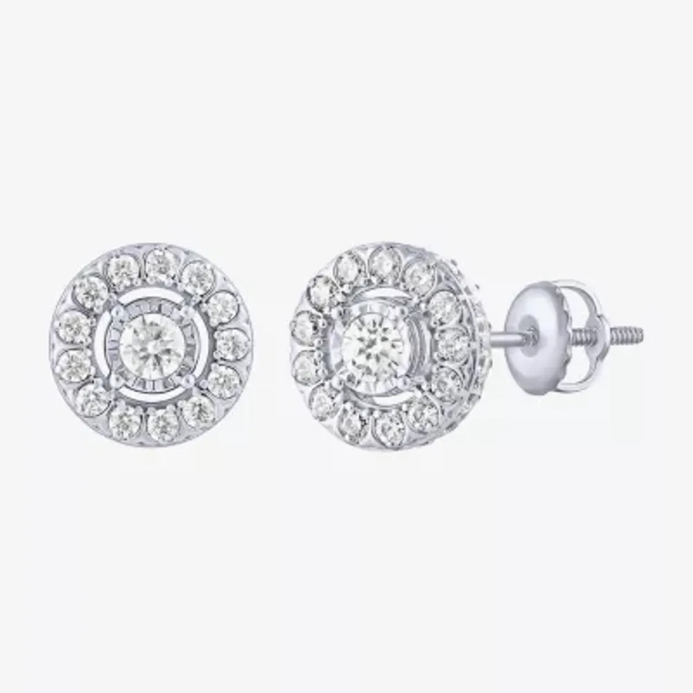 (H-I / Si2) 2 CT. T.W. Lab Grown White Diamond 10K Gold 12.3mm Round Stud Earrings