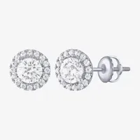 (H-I / Si2) 2 CT. T.W. Lab Grown White Diamond 10K White Gold 10mm Round Stud Earrings