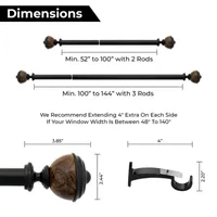 Deco Window Fusion Oval Urn Wood 1 IN Curtain Rod