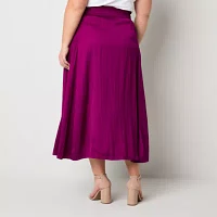 Worthington Womens Mid Rise High Low A-Line Skirt-Plus