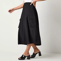 Worthington Womens Mid Rise Midi A-Line Skirt