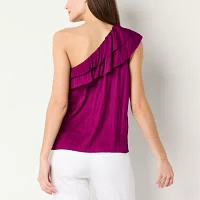 Worthington Womens Sleeveless Satin Blouse