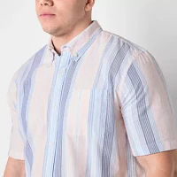 St. John's Bay Performance Oxford Big and Tall Mens Classic Fit Short Sleeve Button-Down Shirt