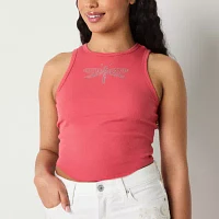 Arizona Womens Juniors Crew Neck Sleeveless Tank Top