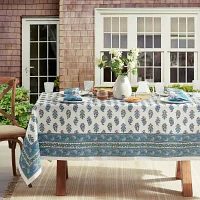 Elrene Home Fashions Tropez Block Print Stain & Water Resistant Indoor/Outdoor Tablecloth