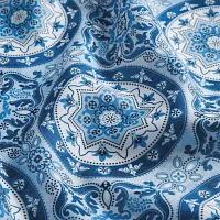 Elrene Home Fashions Vietri Medallion Block Print Stain & Water Resistant Indoor/Outdoor Tablecloth