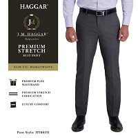 Haggar Mens Stretch Fabric Slim Fit Flat Front Suit Pant