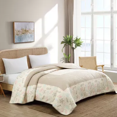 Beatrice Home Fashions Fine Shells Embroidered Bedspread