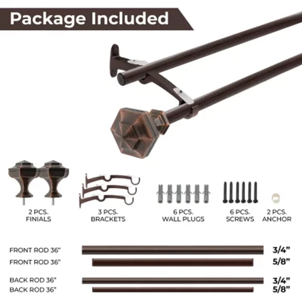 Deco Window Hexagon Double Curtain Rod