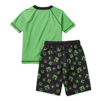 Little Boys Minecraft Rash Guard Set