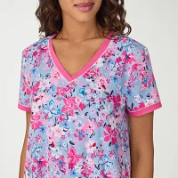 Cuddl Duds Womens Short Sleeve V Neck Nightshirt