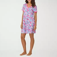 Cuddl Duds Womens Short Sleeve V Neck Nightshirt