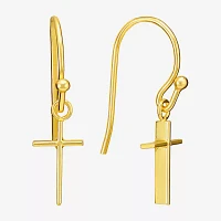 Silver Treasures 14K Gold Over Silver Cross Drop Earrings