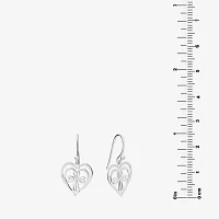 Silver Treasures Sterling Silver Cross Heart Drop Earrings