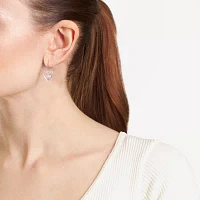 Silver Treasures Sterling Silver Cross Heart Drop Earrings