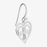 Silver Treasures Sterling Silver Cross Heart Drop Earrings