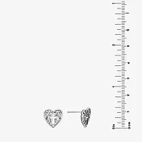 Silver Treasures Sterling Silver 10.4mm Cross Heart Stud Earrings