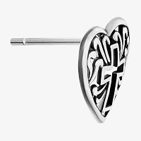 Silver Treasures Sterling Silver 10.4mm Cross Heart Stud Earrings