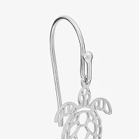 Silver Treasures Turtle Sterling Silver Drop Earrings