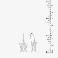 Silver Treasures Turtle Sterling Silver Drop Earrings