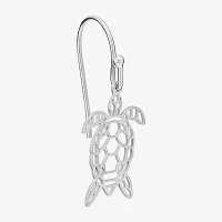 Silver Treasures Turtle Sterling Silver Drop Earrings
