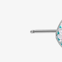 Silver Treasures Fish Crystal Sterling Silver 8.6mm Stud Earrings